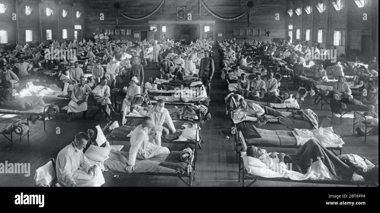 1918-1919. Eine Epidemie der "Spanischen Grippe" rund um die Welt ausbreiten. Mindestens 20 Millionen starben, obwohl einige Schätzungen der endgültigen Abgabe auf 50 Mio. geschätzt. Es wird geschätzt, dass zwischen 20 Prozent und 40 Prozent der Bevölkerung der ganzen Welt krank wurde Stockfoto