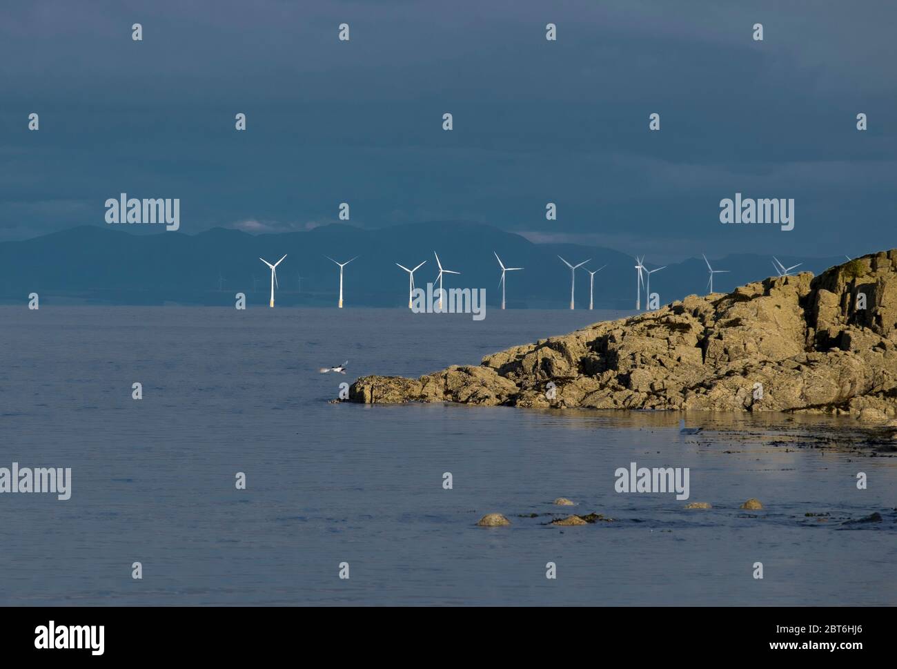 Robin Rigg Windpark von Balcary Bay, Solway Firth Stockfoto