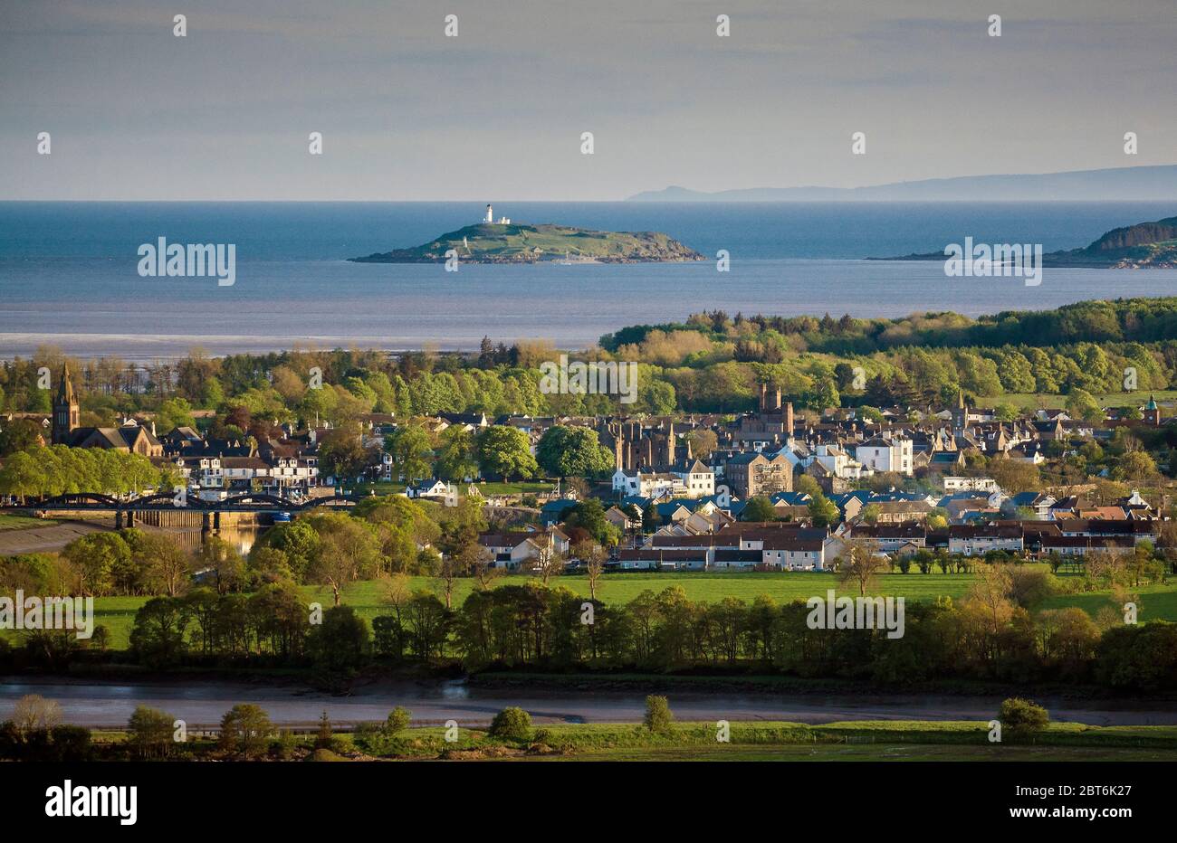 Fernsicht auf Kirkcudbright Stadt und Ross Isle Stockfoto