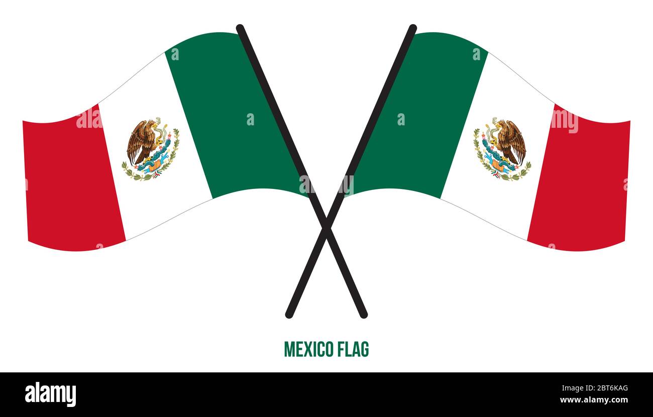 Mexiko Fahne winken Vector Illustration auf weißem Hintergrund. Mexiko nationale Flagge. Stock Vektor