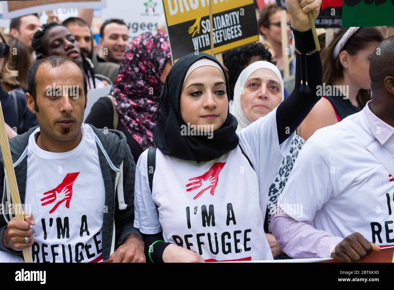 ‘Flüchtlinge willkommen hier’ marsch von Park Lane zum Parliament Square, um Solidarität mit Flüchtlingen zu zeigen, Whitehall, London, Großbritannien. 17 Sept. 2016 Stockfoto