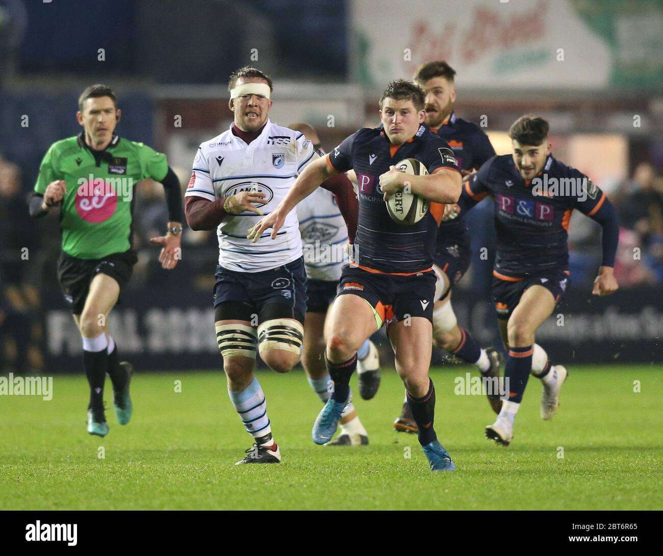 EDINBURGH , SCHOTTLAND - Februar 28 : James Johnstone von Edinburgh Rugby macht eine Pause während des Guinness PRO14 Runde 13 Spiel zwischen Edinburgh Rug Stockfoto