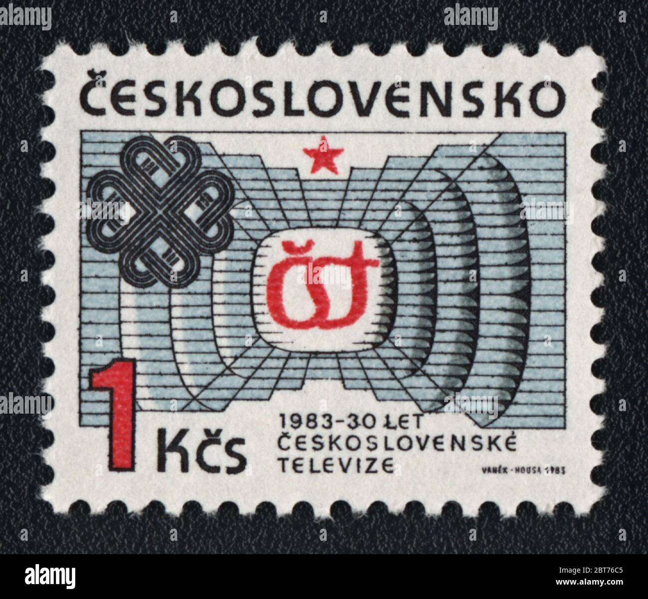 30 Jahre Tschechoslowakisches Fernsehen. Briefmarke Tschechoslowakei, 1983 Stockfoto