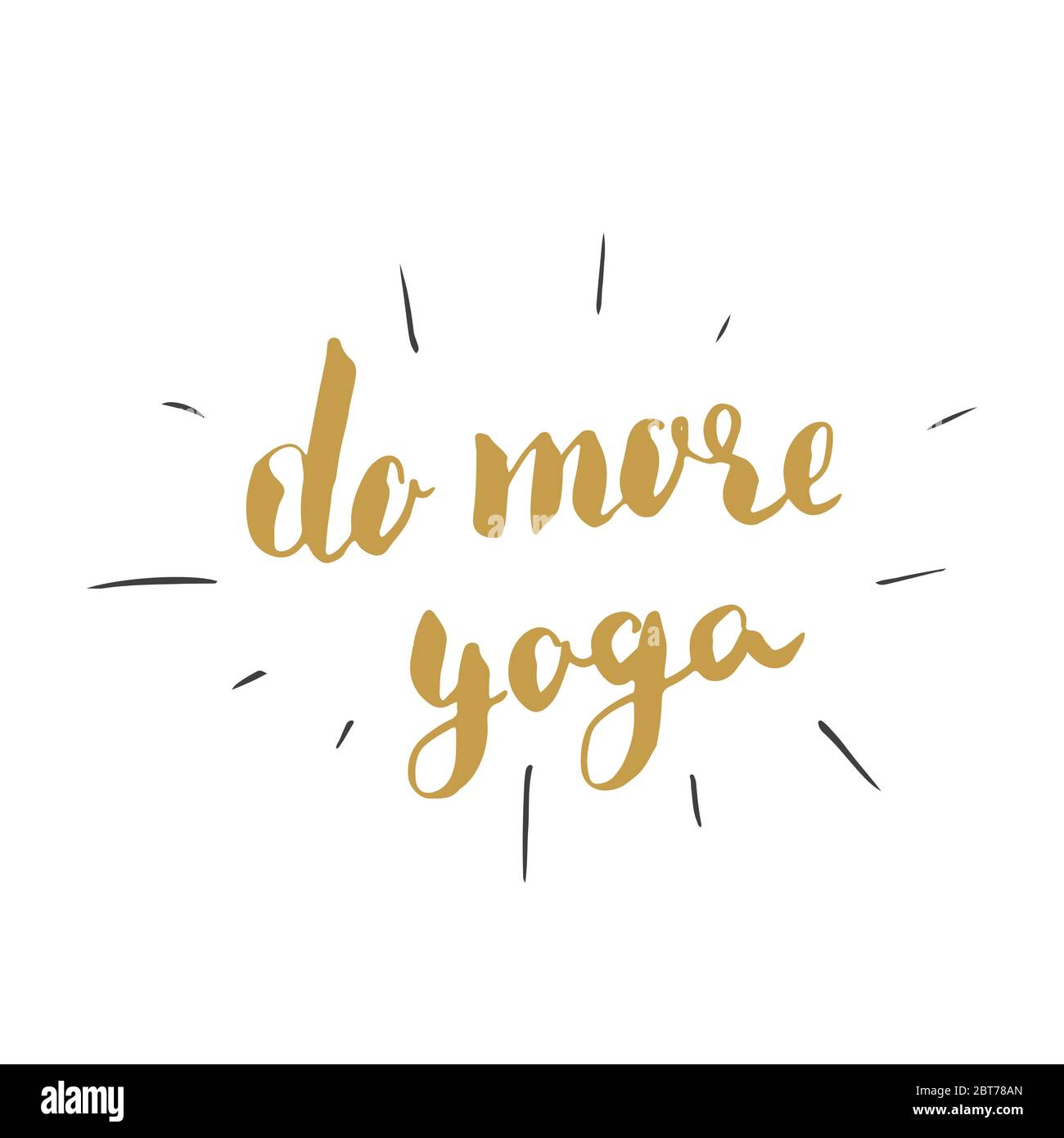 Do more Yoga Schriftzug. Kalligraphische Hand gezeichnete Yoga Skizze Doodle. Vektorgrafik. Stock Vektor