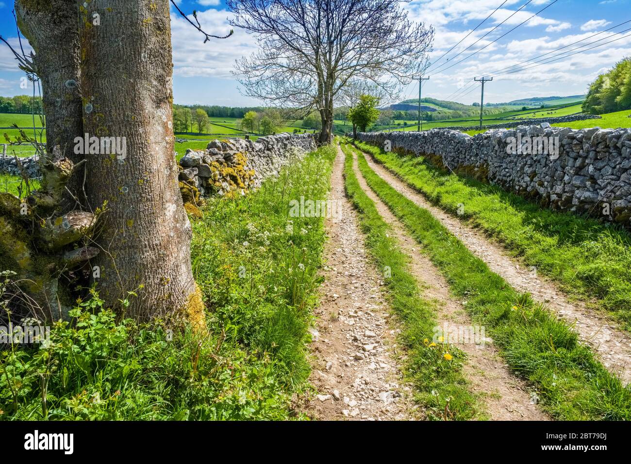 Eine grüne Gasse in Green Fairfield in der Nähe von Buxton, Derbyshire. Stockfoto