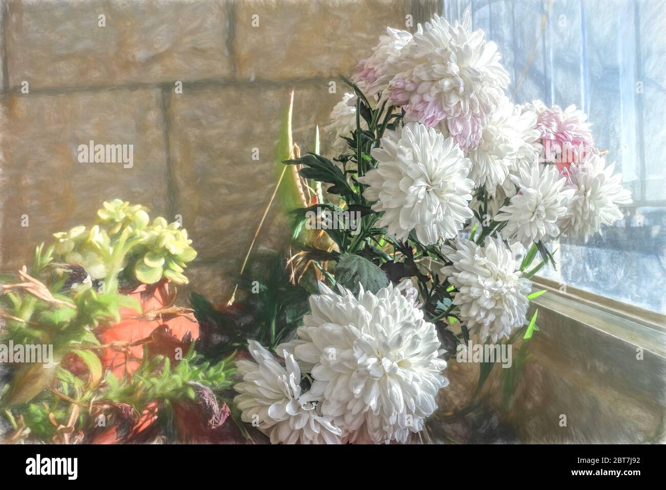 Illustration- Frühling floralen Hintergrund, Design. Kreative Blumen.Web-Banner. Schöne Blaue Natur Tapete. Stockfoto