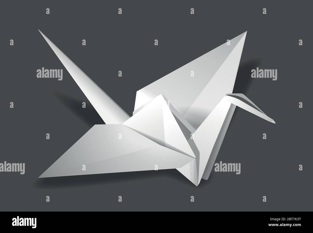 Kran Origami Vogel Vektor Taube fliegen Licht Stock Vektor
