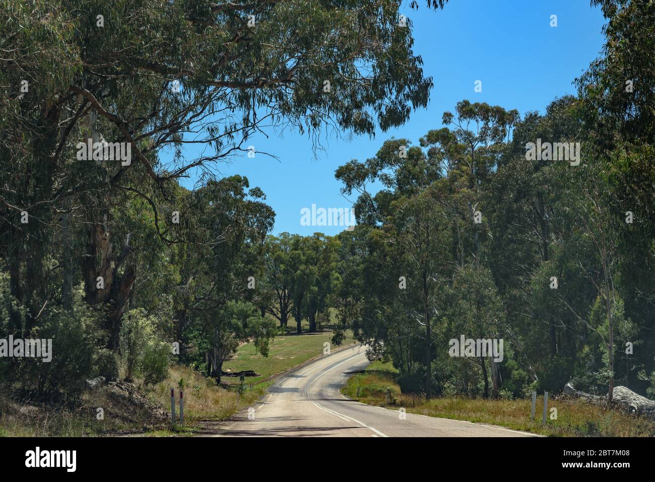 Eine Landstraße in der Riverina-Gegend von New South Wales, Australien Stockfoto
