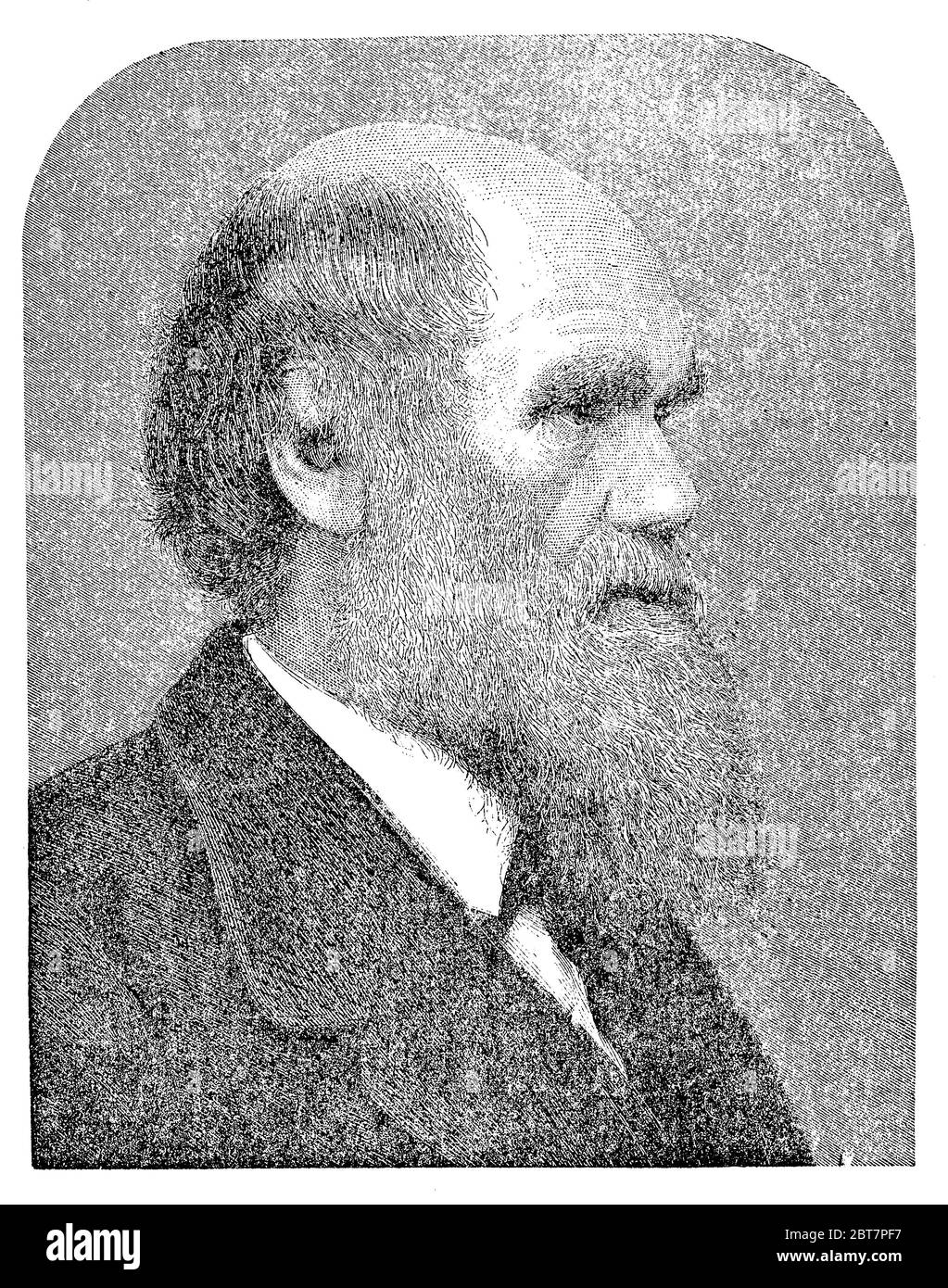 Kupferstichportrait von Charles Darwin (1809 - 1882), Englisch, Naturforscher, Geologe, Biologe, berühmt für seine wissenschaftliche Theorie der Evolutionswissenschaft Stockfoto