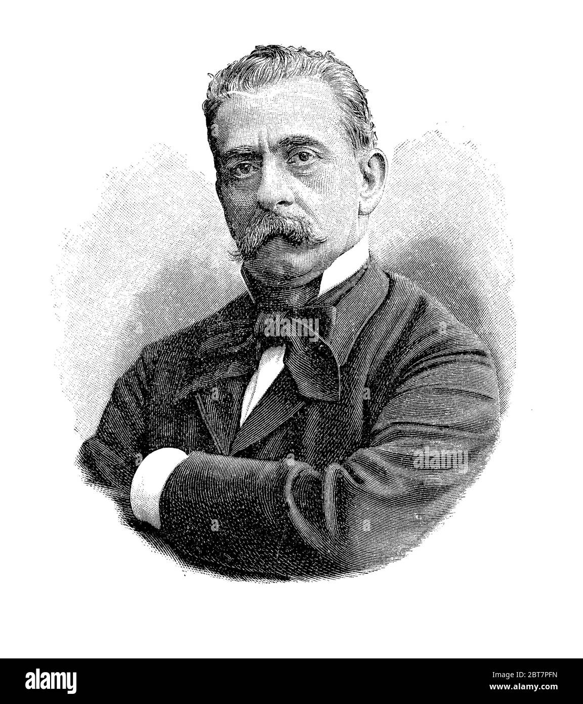 Gravurporträt von Paolo Ferrari (1822 - 1889), italienischer Dramatiker, Autor zahlreicher erfolgreicher Werke, Komödien und Dramen Stockfoto