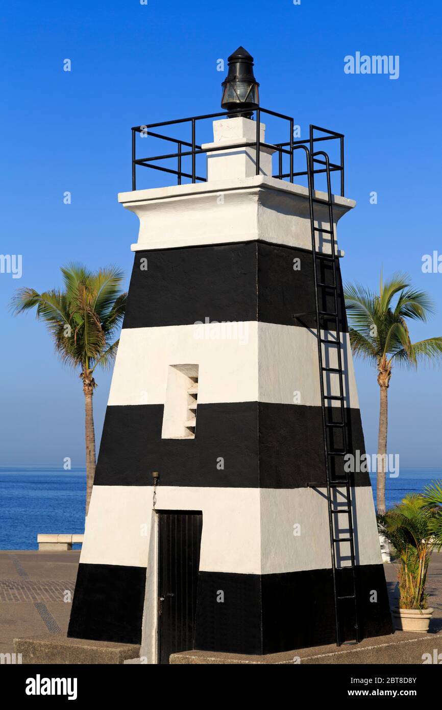 Front Range Lighthouse, Malecon, Puerto Vallarta, Jalisco State, Mexiko Stockfoto