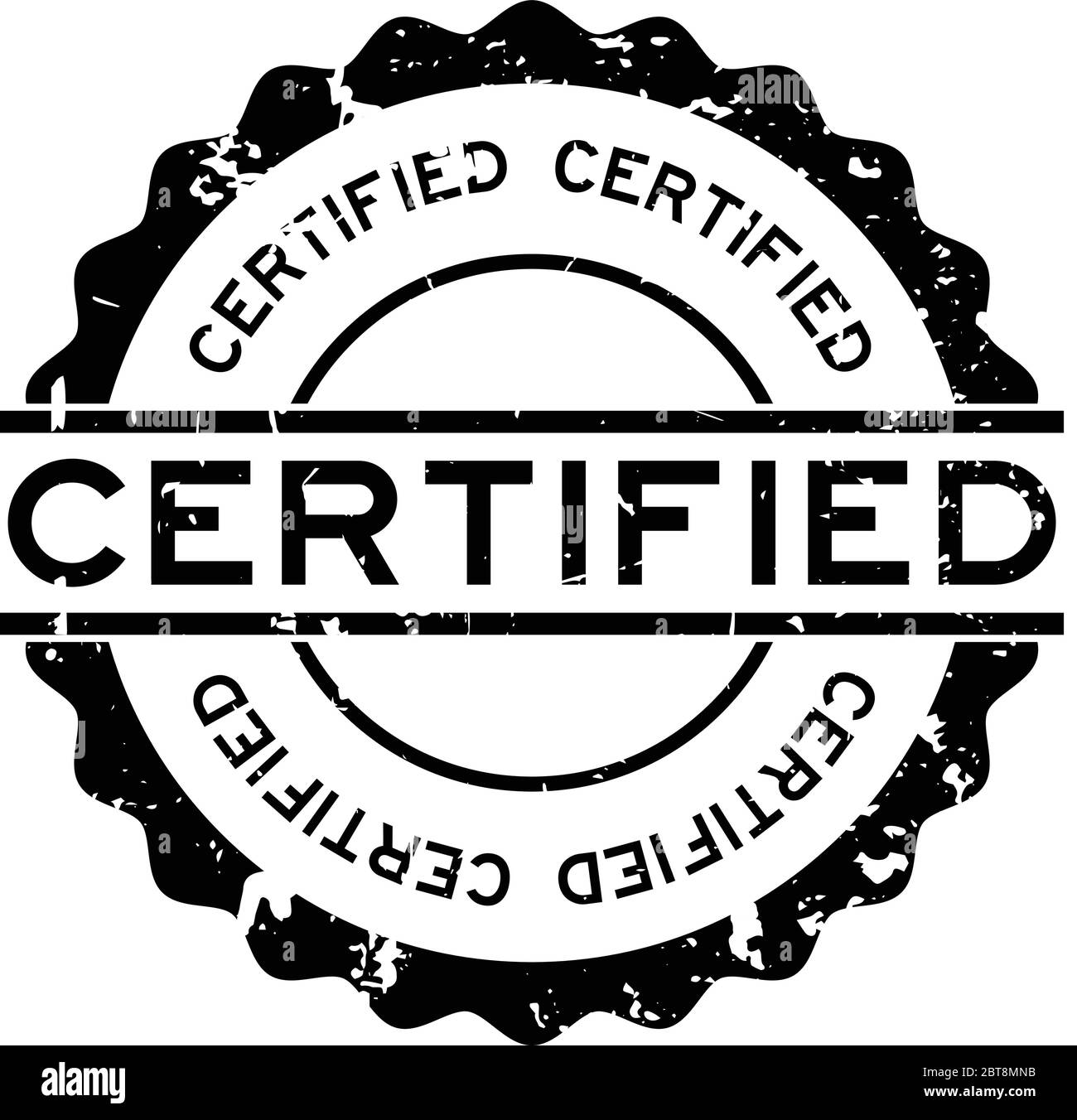 Grunge schwarz zertifizierter Wort Gummi-Siegel Stempel auf weißem Hintergrund Stock Vektor