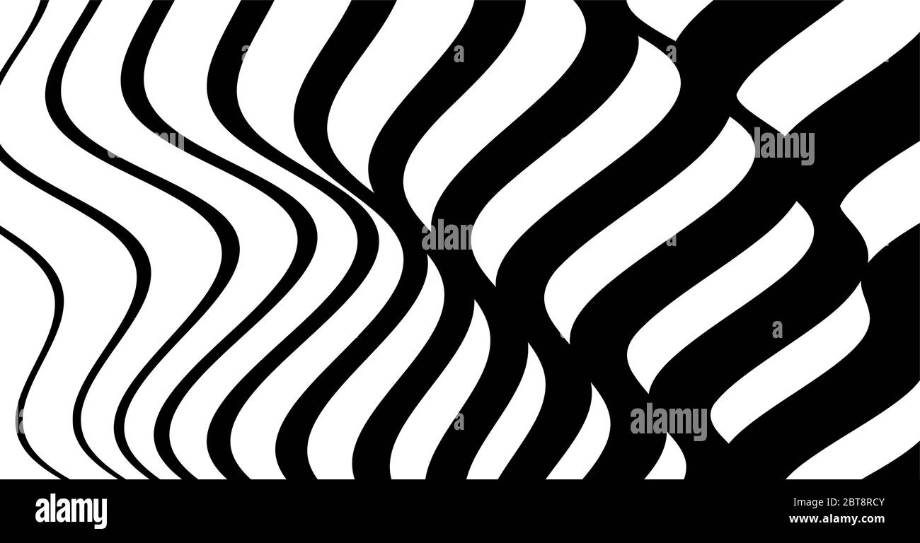 Schwarz-weiß Design. Muster mit optischen Täuschung. Abstrakte gestreiften Hintergrund. Vector Illustration. Stock Vektor
