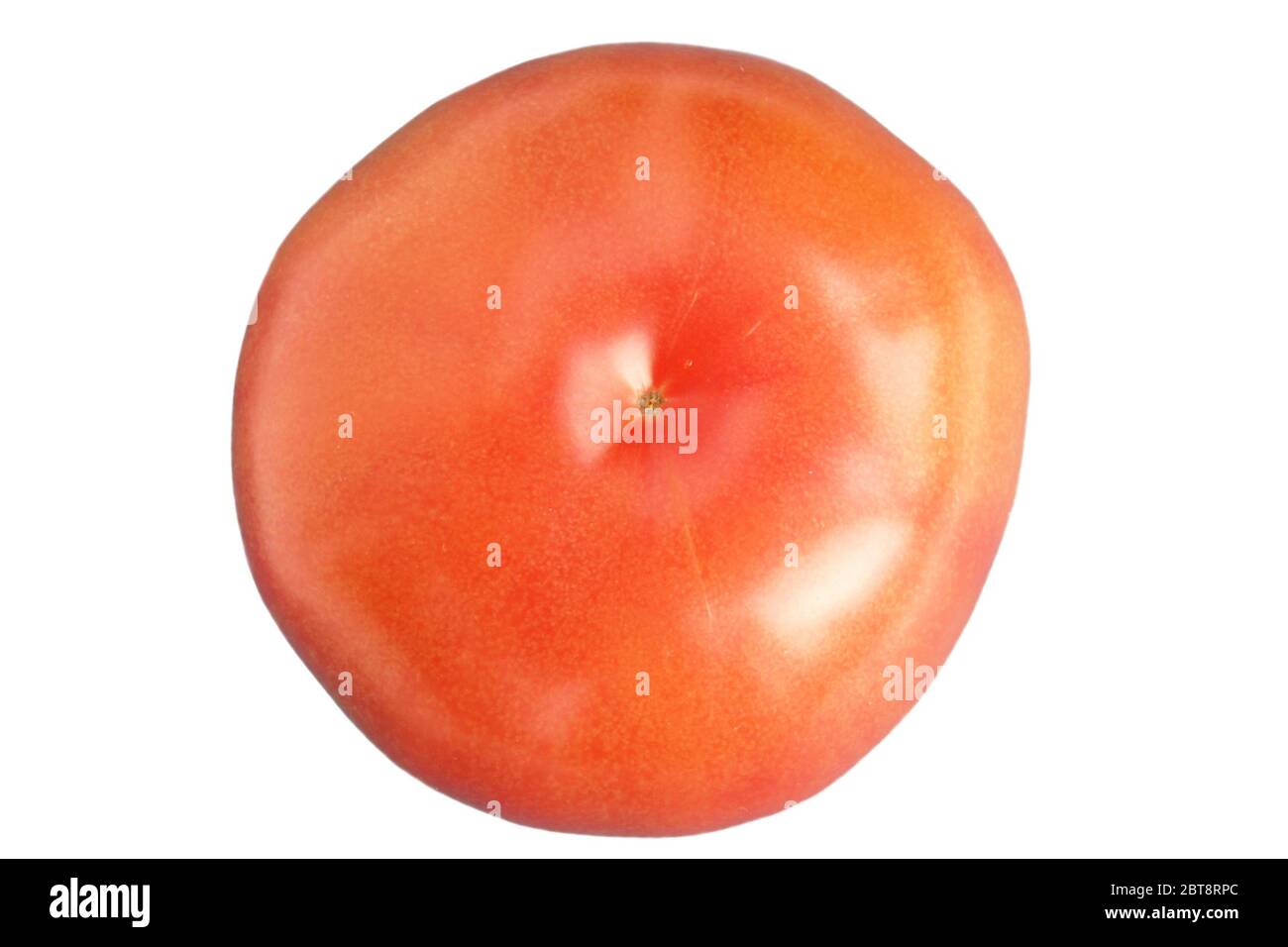 Rot saftige frische Tomate isoliert Bild auf einem weißen Hintergrund. Reifes Gemüse, vegetarisches Produkt. Stockfoto