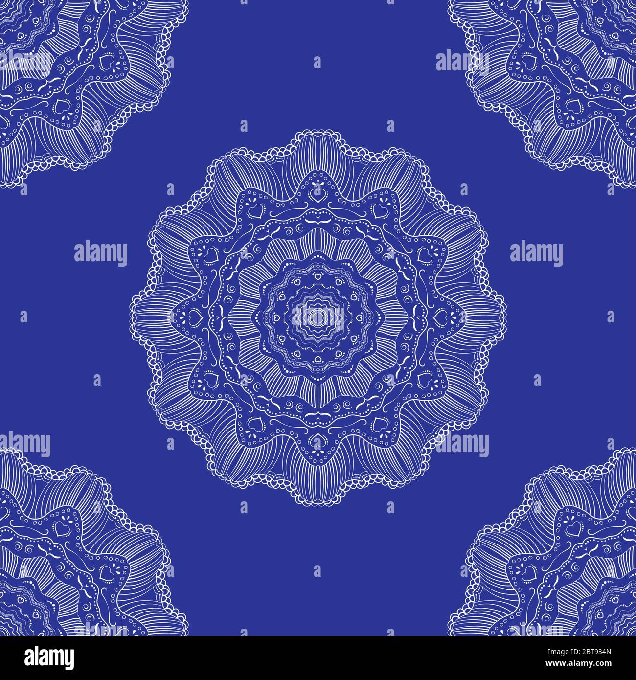 Schöne komplizierte und dekorative Mandala Shell Vektor nahtlose Muster Hintergrund Stock Vektor