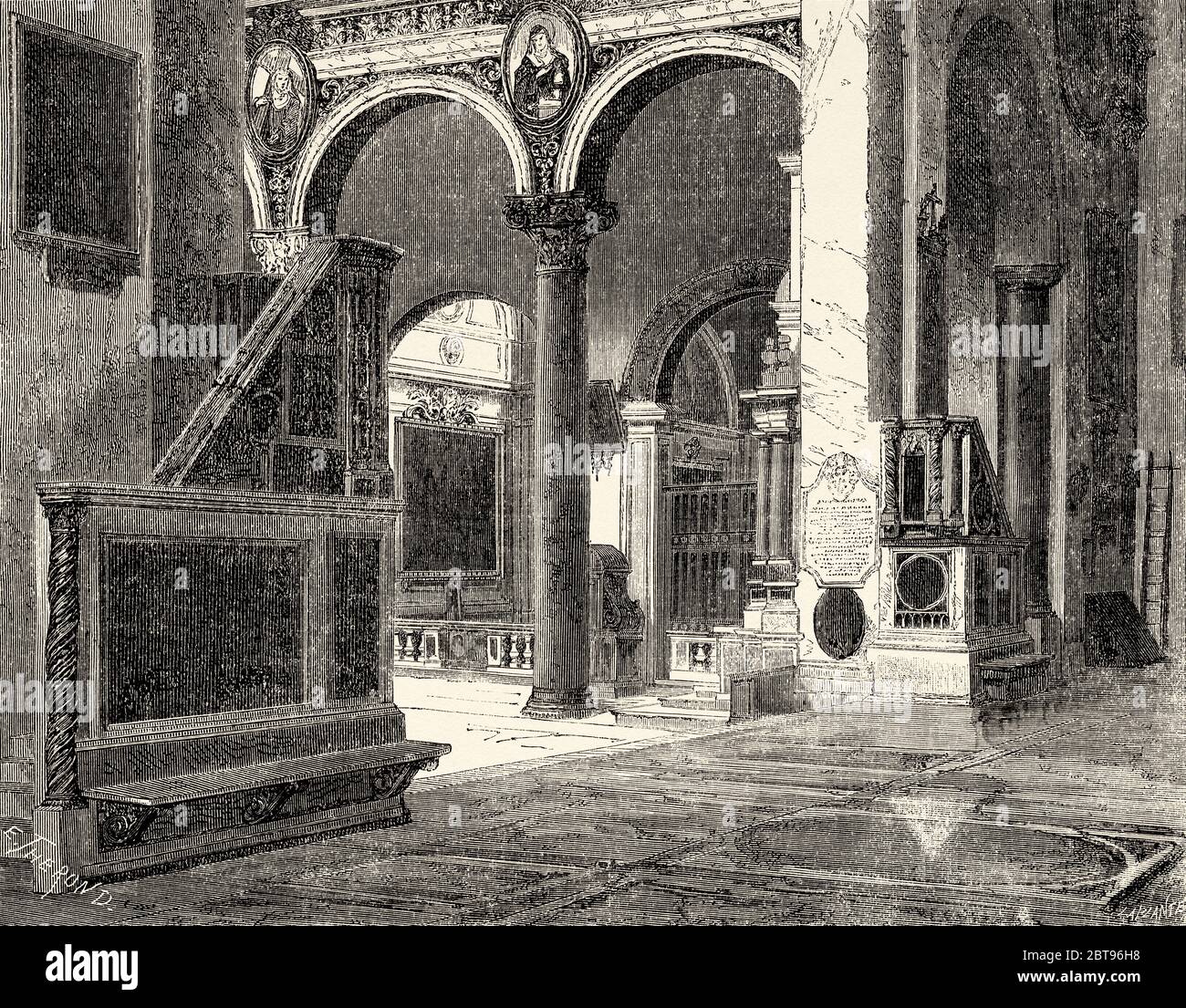 Basilika Santa Maria in Aracoeli Himmelaltar, Rom. Italien, Europa. Reise nach Rom von Francis Wey 19. Jahrhundert Stockfoto