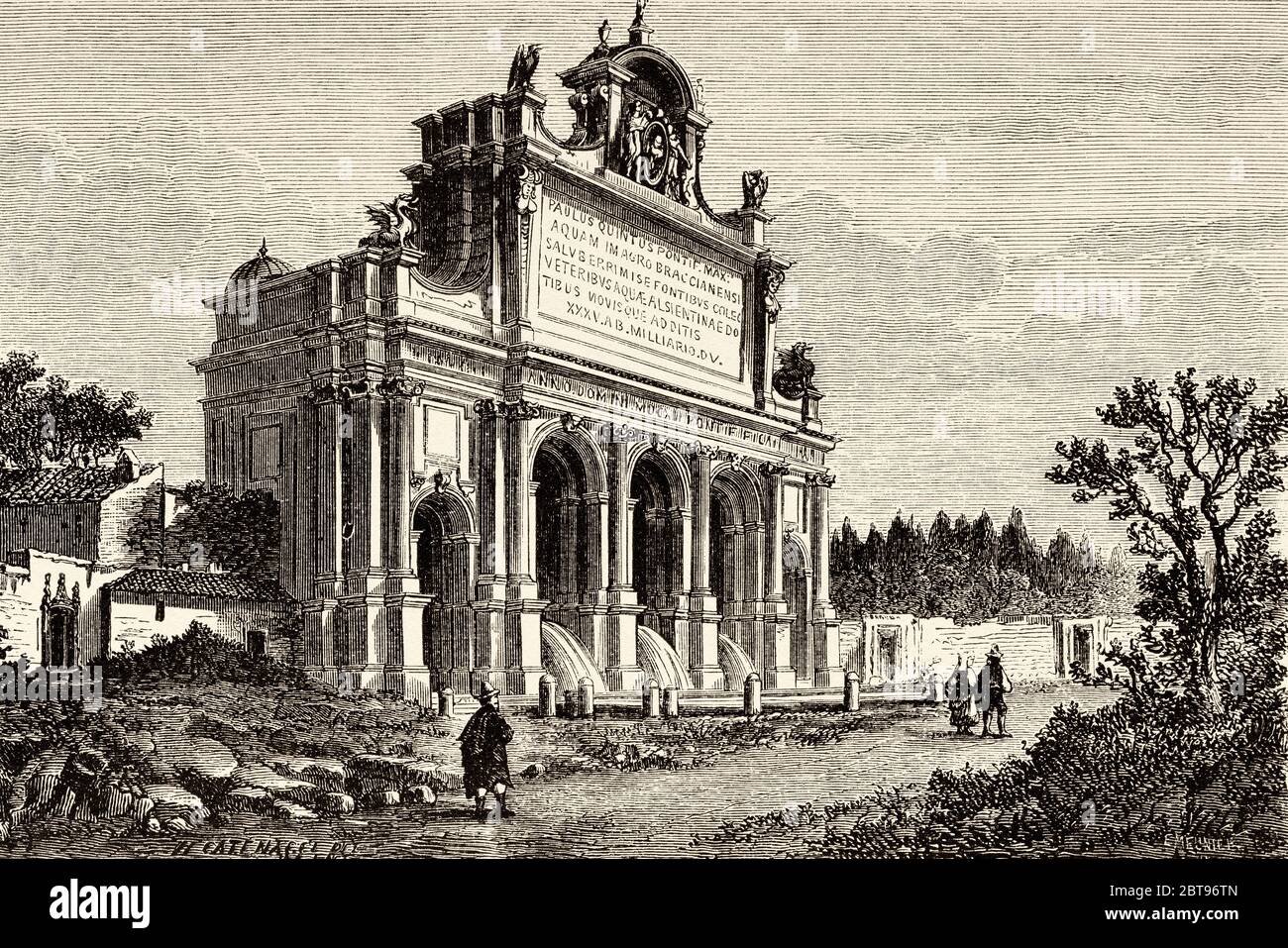Brunnen Von Acqua Paola, Rom. Italien, Europa. Reise nach Rom von Francis Wey 19. Jahrhundert Stockfoto