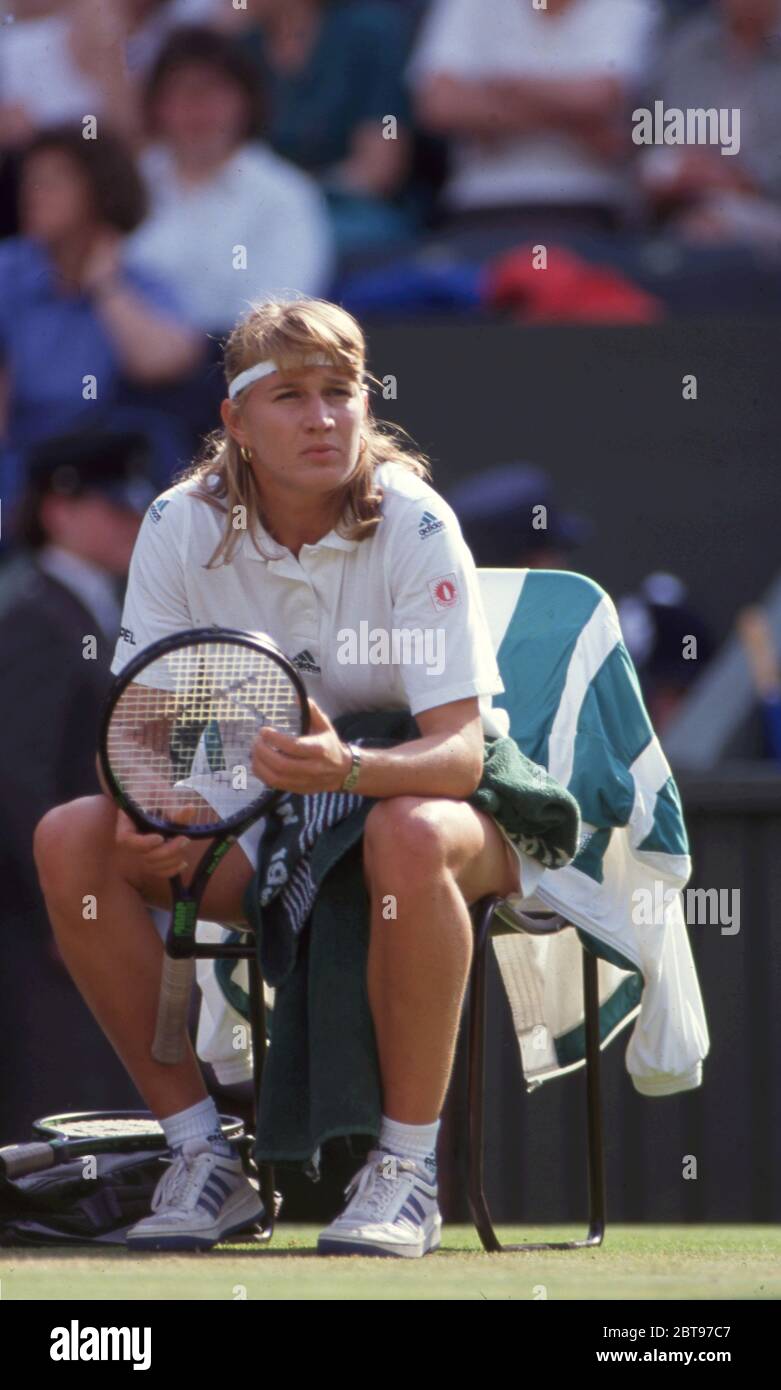 Steffi Graf zwischen den Spielen. Foto von Tony Henshaw Stockfoto