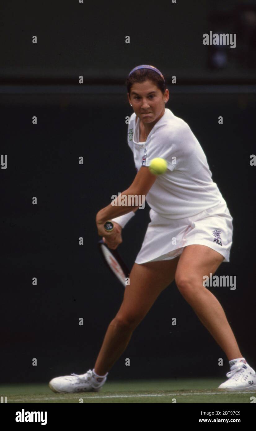 Monica Seles Wimbledon 1991 Foto von Tony Henshaw Stockfoto