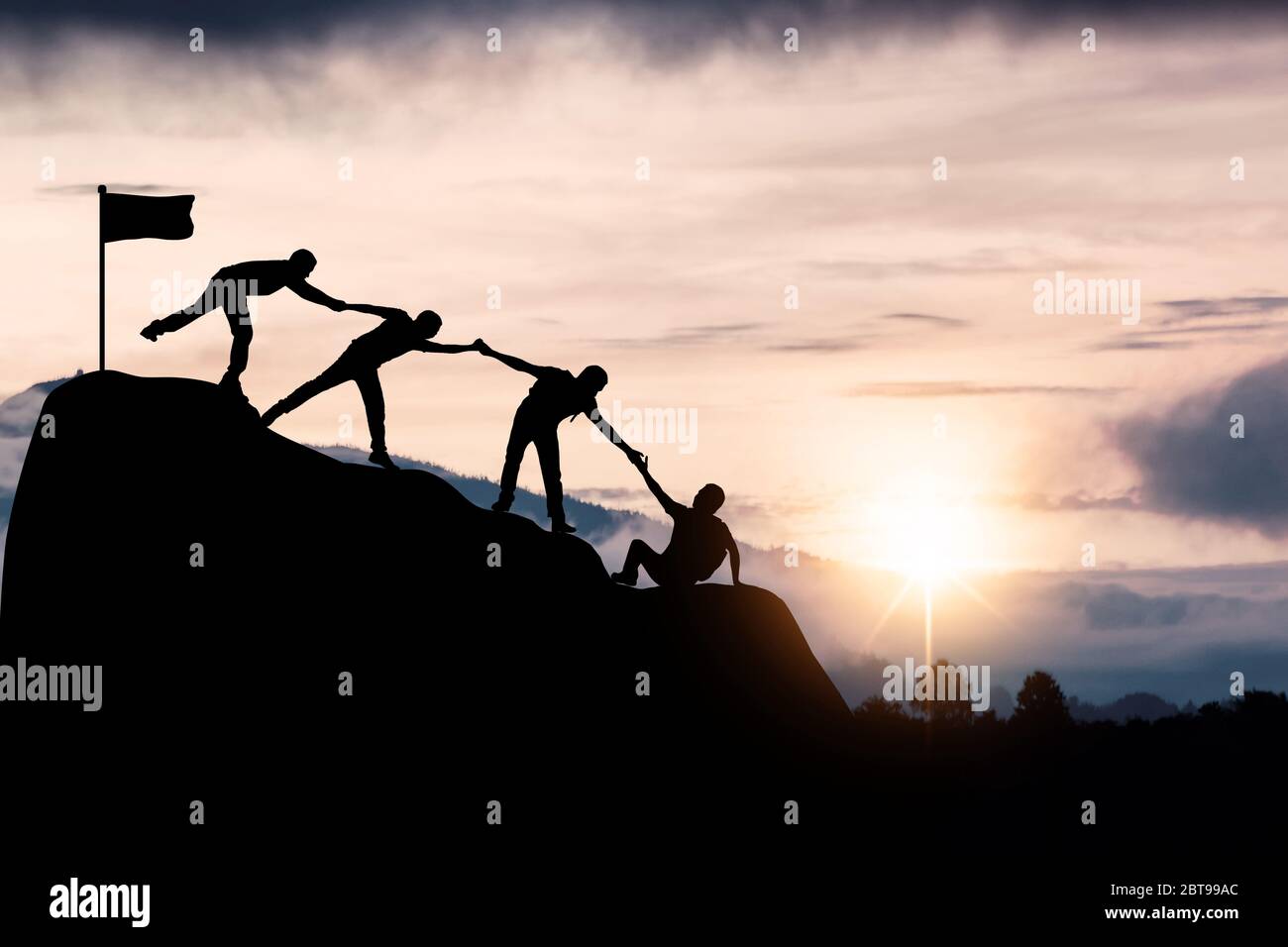 Erfolgreiche Silhouette von Teamwork, zuversichtlich und Gewinner oder Leistung in Business Freundschaft Konzept, zuversichtlich und Gewinner in Business People Team er Stockfoto