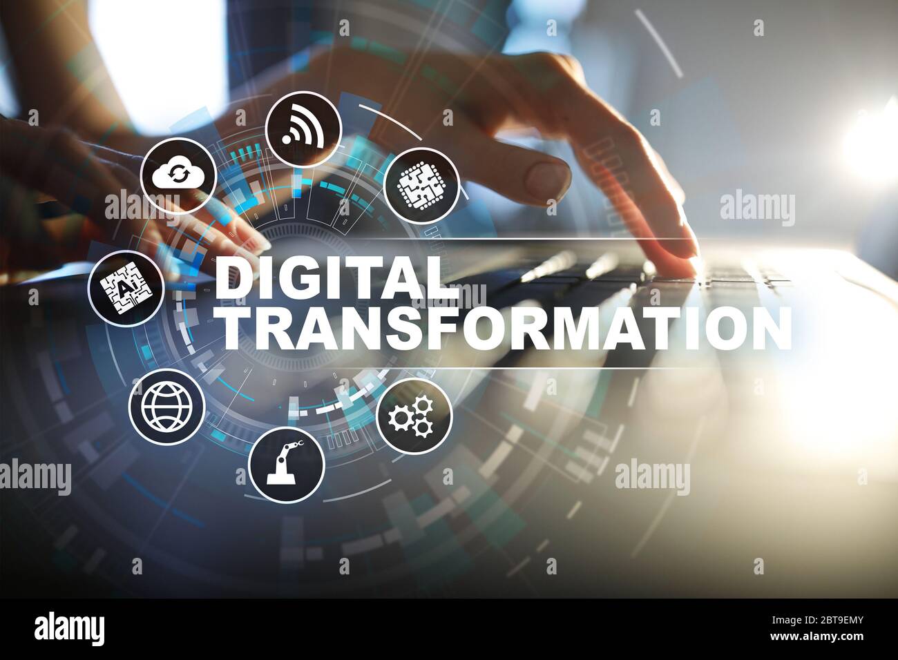 Digitale Transformation, Konzept der Digitalisierung von Geschäftsprozessen und moderner Technologie Stockfoto