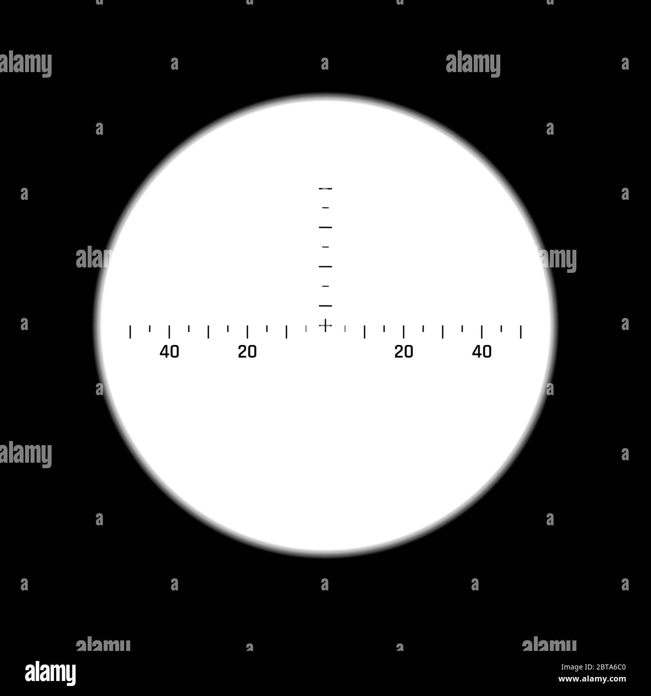 Scharfschützenpistole Zielfernrohr. Konzentrieren Sie sich auf das Ziel. Binokular mit Messskala. Vektorgrafik Stock Vektor