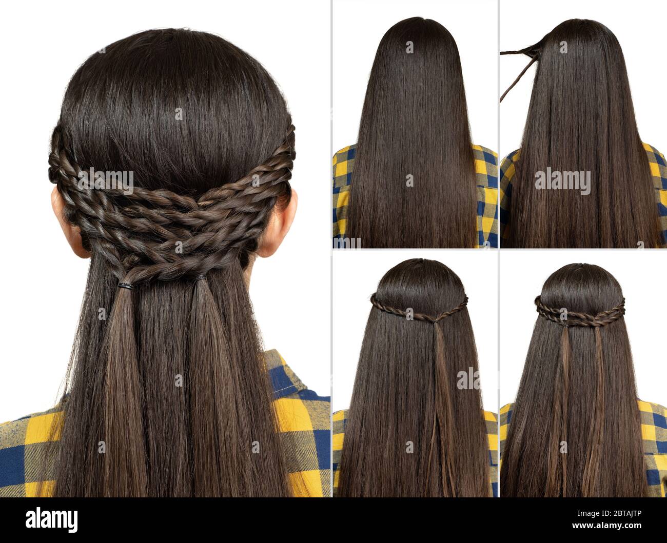einfache Frisur tutorial Stockfoto