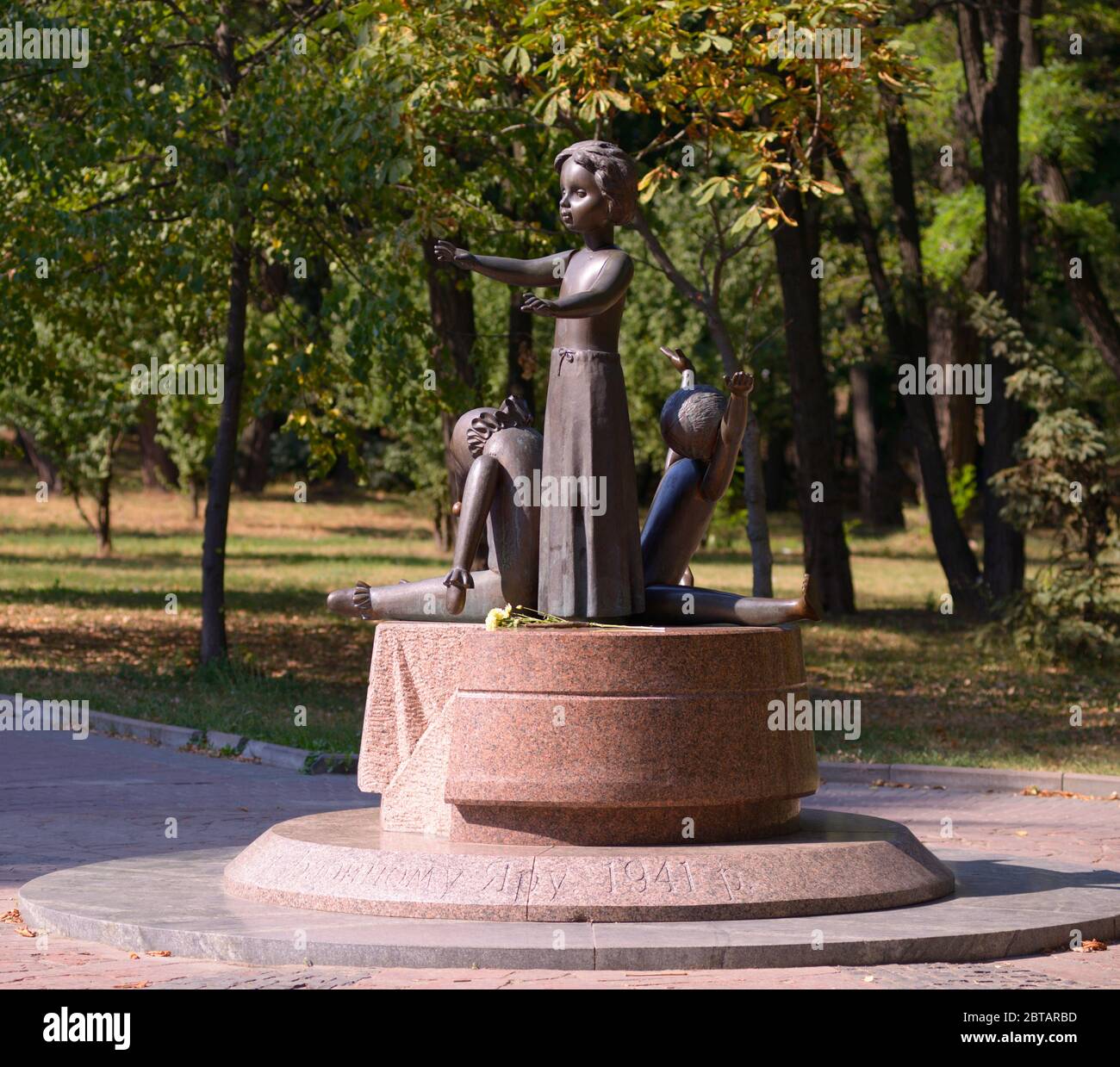 Denkmal für Kinder Opfer des Holocaust. Oktober 19, 2017. Babi Jar, Kiew, Ukraine Stockfoto