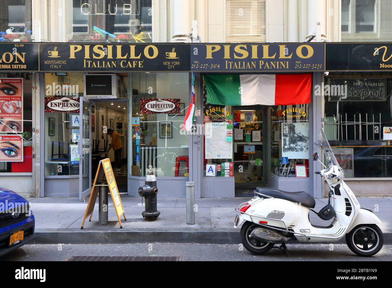 Pisillo Ital Panini, 97 Nassau Street, New York, NYC Schaufenster Foto eines Sandwich-Shops und Cafés in Lower Manhattan. Stockfoto