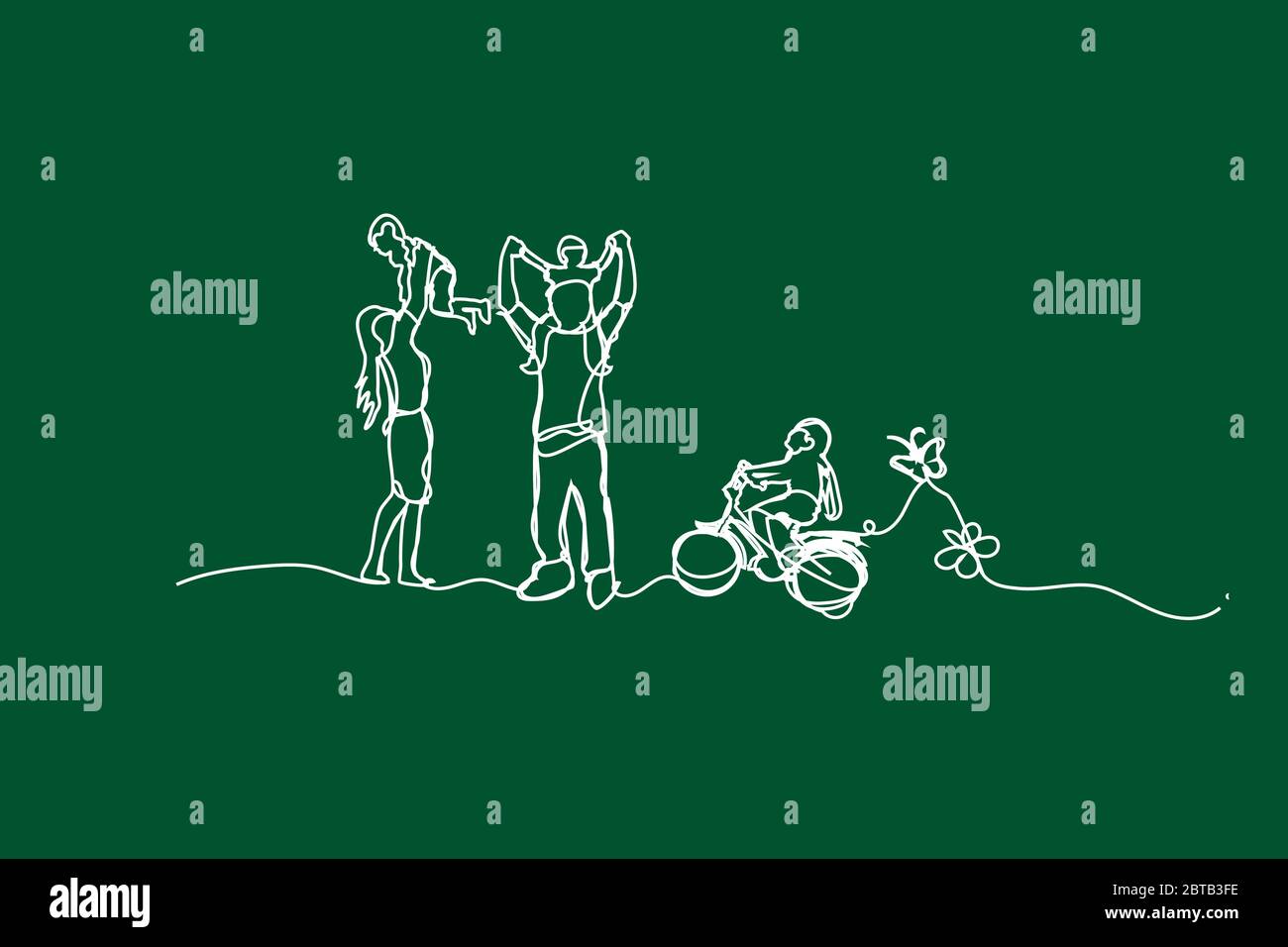 Illustration Happy Family Spaß haben mit kontinuierlichen weißen Linie ...