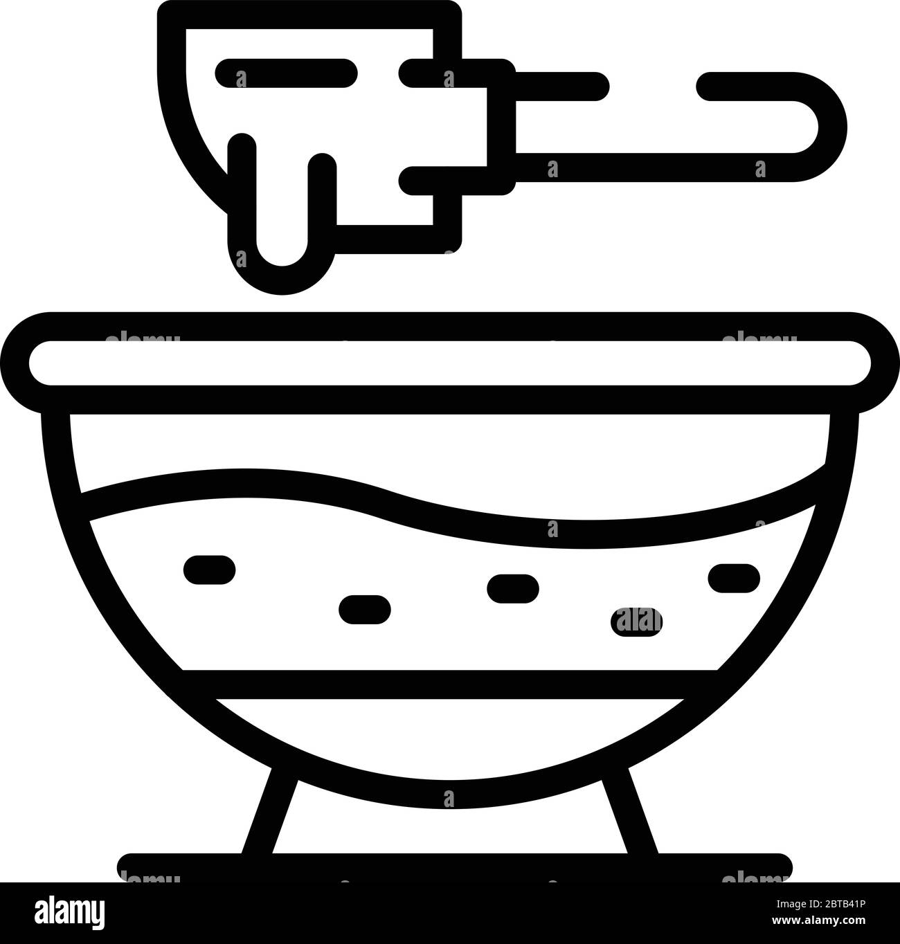 Schüssel mit Teig und Paddel-Symbol, Outline-Stil Stock Vektor
