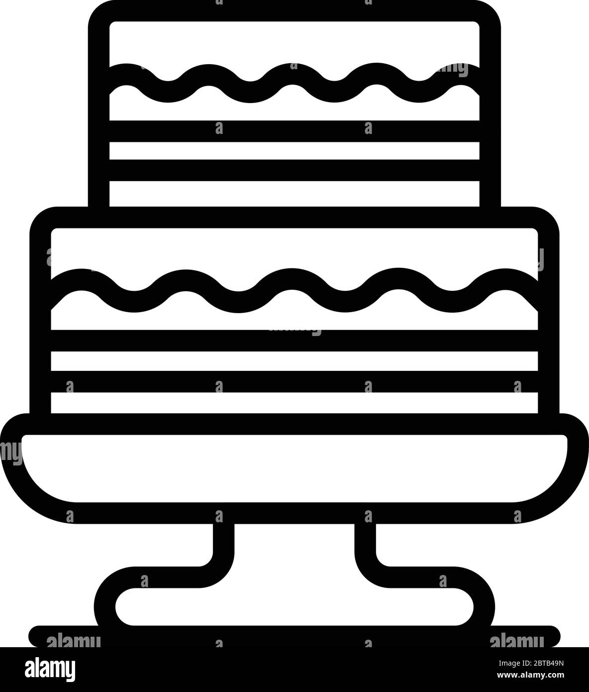 Zwei Ebenen Kuchen auf einem Stand Symbol, Outline-Stil Stock Vektor