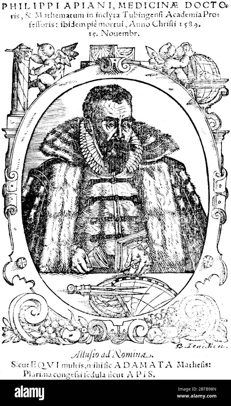 1596 , DEUTSCHLAND : der deutsche Mathematiker, Kartograph und Phisiker PHILIPP APIAN aka APIANUS aka FILIPPO APIANO ( 1531 - 1589 ), Sohn des berühmten Astronomen PETER APIAN aka PETRUS APIANUS aka PIETRO APIANO ( 1495 - 1552 ). Illustration von Jakob Lederlein aus dem buch, 1596. - Peter Bennewitz oder Peter Bienewitz - ritratto - Portrait - SCIENZIATO - SCIENZA - WISSENSCHAFT - WISSENSCHAFTLER- GESCHICHTE - fotostoriche - MATEMATICA - MATEMATICA - MATHEMATICS - MATHEMATICS - MATHEMATICS - Medico - Medic - Medicina - Medicina - Medicine - illustrazione - Illustration - Gravur - Incisione - cartograf Stockfoto