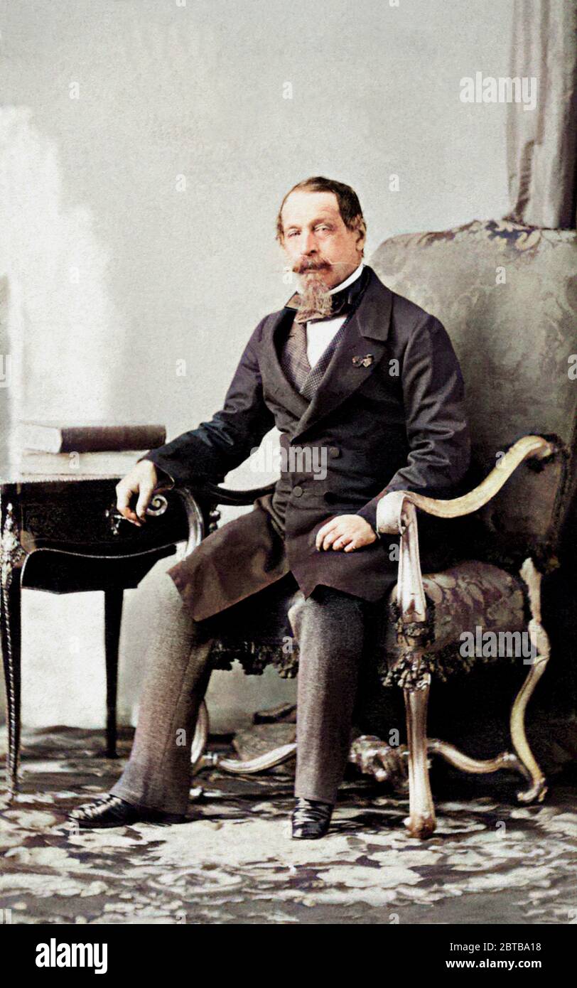 Die französische Regierung von Paris (80-89833) ist der französische Kaiser NAPOLEON III. (* um 150-833, Sohn von Louis BONAPARTE und Ortensia Beauharnais ). Porträt von André-Adolphe-Eugène Disderi (18-1889), Paris, DIGITAL KOLORIERT . - REALI - Königtum - nobili - nobiltà - Napoleone III - imperatore - Baffi - Schnurrbart - Ritratto - Baffi - Schnurrbart - Bart - Barba - RISORGIMENTO -- Archivio GBB Stockfoto