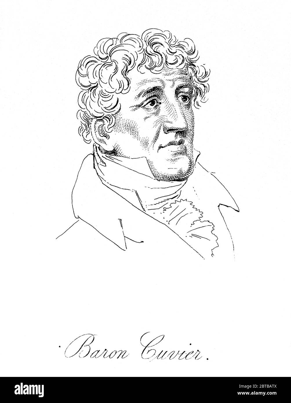 1830 Ca, FRANKREICH : der französische Anatom und Paläontologe Baron GEORGES CUVIER ( 1769 - 1832 ) . Porträt von Unbekannter Graveur. - ZOOLOGE - ZOOLOGO - ZOOLOGIA - FOSSILE - FOSSIOLI - ZOOLOGIE - BIOLOGIA - BIOLOGIE - BIOLOGO - BIOLOGE - PALEONTOLOGO - PALÄONTOLOGIA - ANATOMIE - ANATOMIE - ANATOM - ANATOMISTA - GESCHICHTE - FOTO STORICA STORICHE - WISSENSCHAFTLER - PORTRAIT - RITRATTO - - DOTTORE - MEDICO - MEDICINA - Medizin - SCIENZA - WISSENSCHAFT - DOTTORE - MEDIZINER - illustrazione - Illustration - Gravur - Inzisione - Halsband - colletto -- Archivio GBB Stockfoto