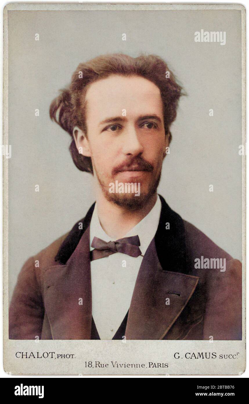 1880 Ca, PARIS , FRANKREICH : der französische Musikkomponist und Geiger BENJAMIN GODARD ( 1849 - 1895 ). Foto von Chalot , Paris . DIGITAL EINGEFÄRBT. - MUSICA CLASSICA - KLASSISCH - violinista - COMPOSITORE - Portrait - ritratto - MUSICISTA - MUSICA - Fliege - cravatta - papillon - Bart - barba --- Archivio GBB Stockfoto