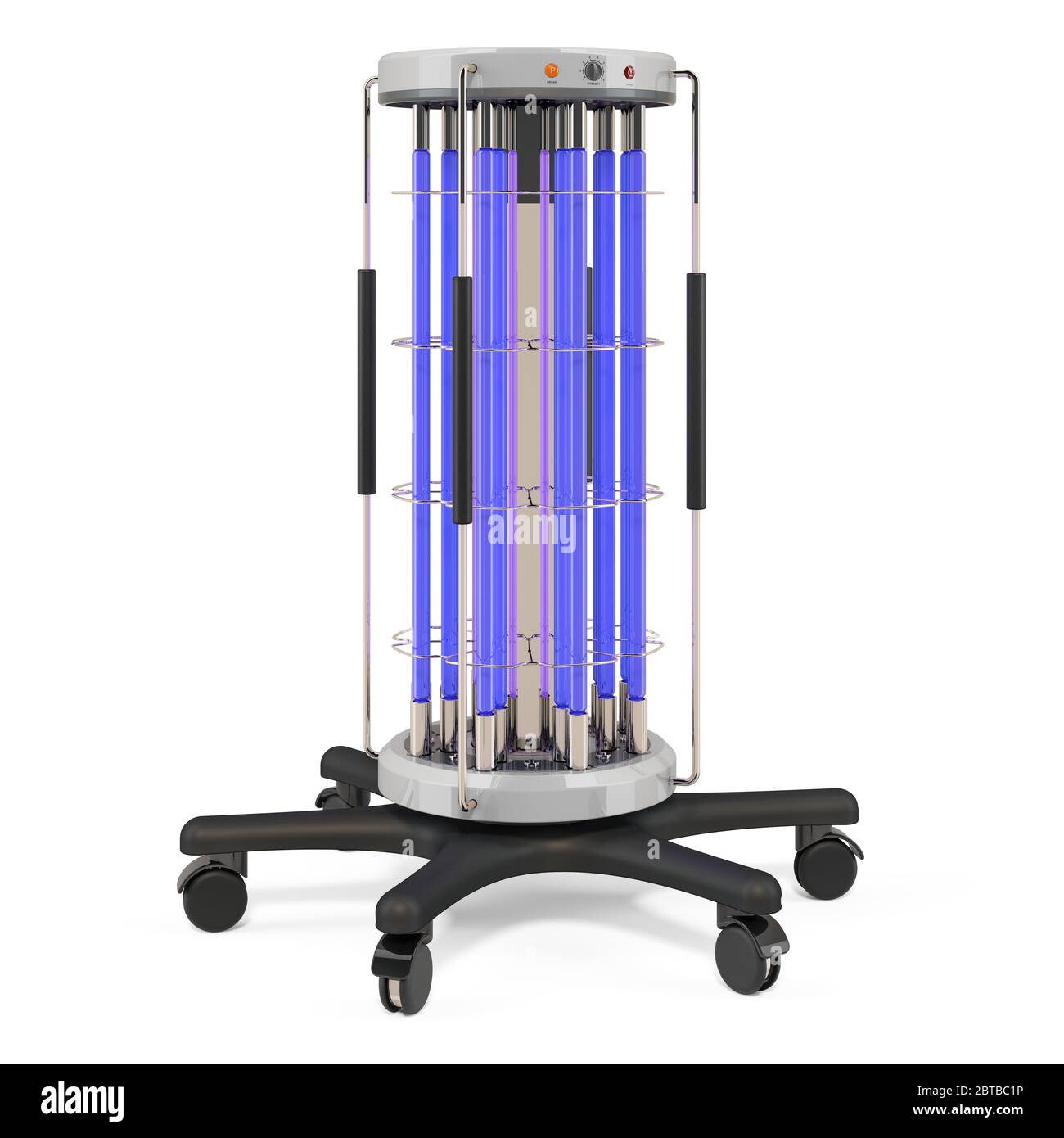 UV-UV-Desinfektionslampe, 3D-Rendering isoliert auf weißem Hintergrund Stockfoto