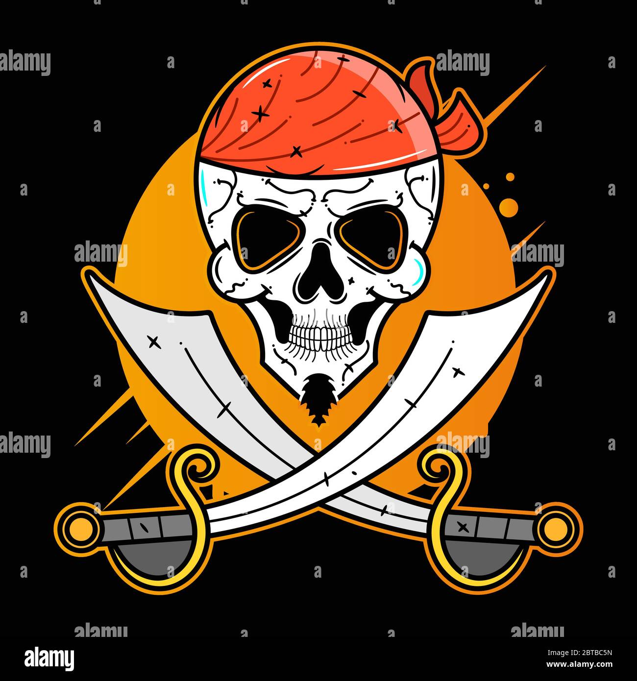 Pirat, Lustige Figur, Vektor-Symbol Vektor geeignet für Grußkarten, Poster oder T-Shirt Druck. Stock Vektor