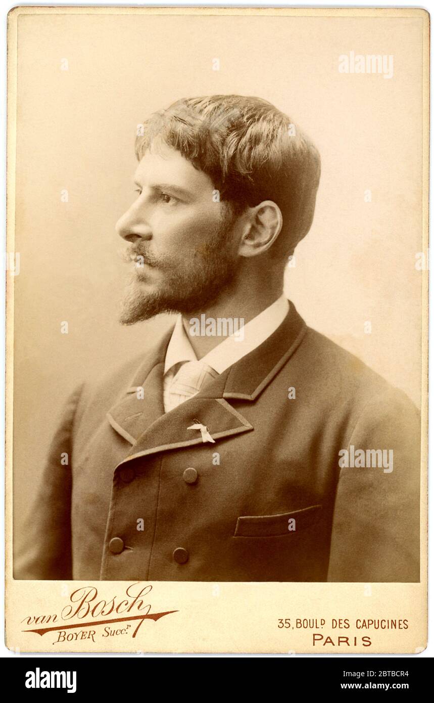 1880 Ca, FRANKREICH : der französische Theaterschauspieler PAUL MOUNET ( 1847 - 1922 ). Foto von Van Bosch , Paris. - ATTORE TEATRALE - TEATRO - THEATER - Bart - barba - cravatta - Krawatte - BELLE EPOQUE --- Archivio GBB Stockfoto