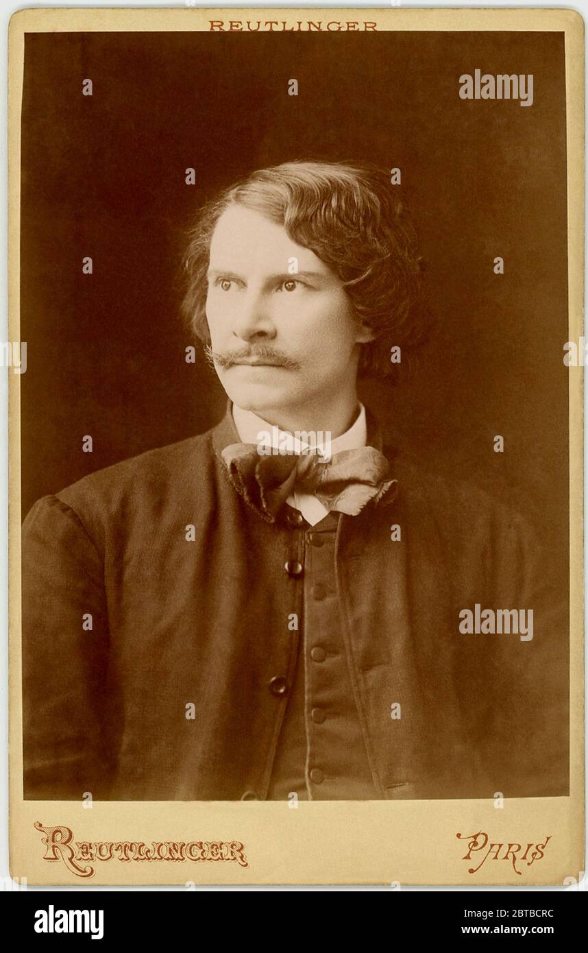 1878 Ca, FRANKREICH : der französische Theaterschauspieler PAUL MOUNET ( 1847 - 1922 ). Foto von Reutlinger , Paris. - ATTORE TEATRALE - TEATRO - THEATER - Baffi - Schnurrbart - Cravatta - Krawattenbogen - Fiocco - BELLE EPOQUE --- Archivio GBB Stockfoto