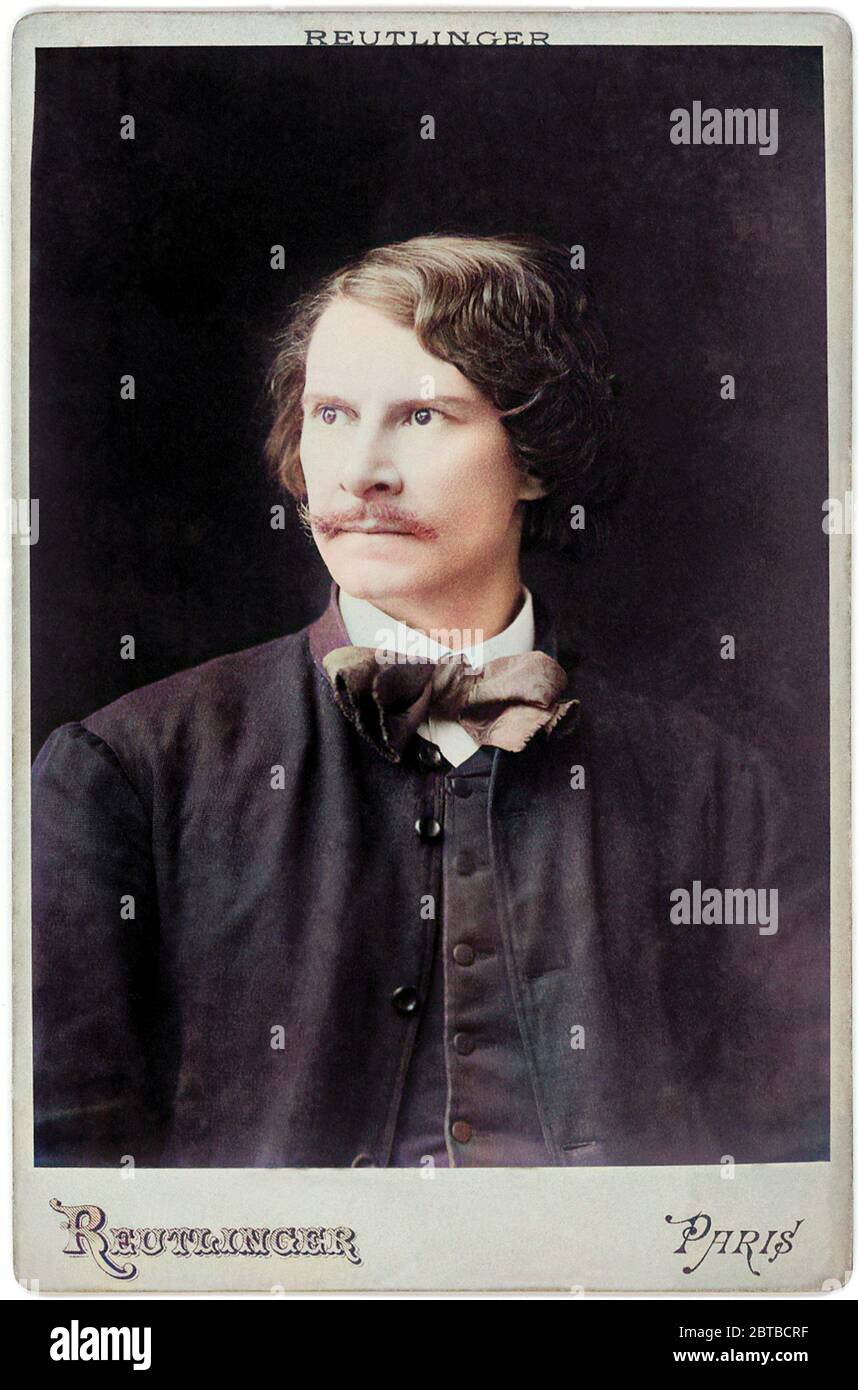 1878 Ca, FRANKREICH : der französische Theaterschauspieler PAUL MOUNET ( 1847 - 1922 ). Foto von Reutlinger , Paris. DIGITAL EINGEFÄRBT . - ATTORE TEATRALE - TEATRO - THEATER - Bart - barba - cravatta - Krawatte - BELLE EPOQUE --- Archivio GBB Stockfoto