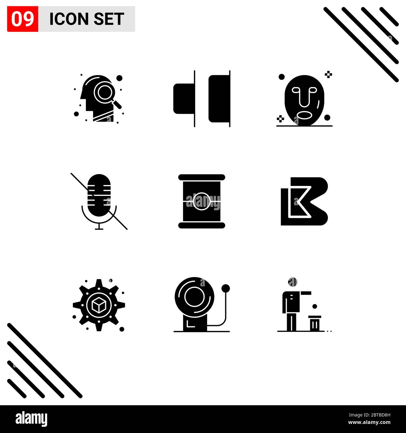 Gruppe von 9 Solid Glyphen Zeichen und Symbole für Münze, Spam, Maske, Preserves, Mute editierbare Vektor Design Elemente Stock Vektor