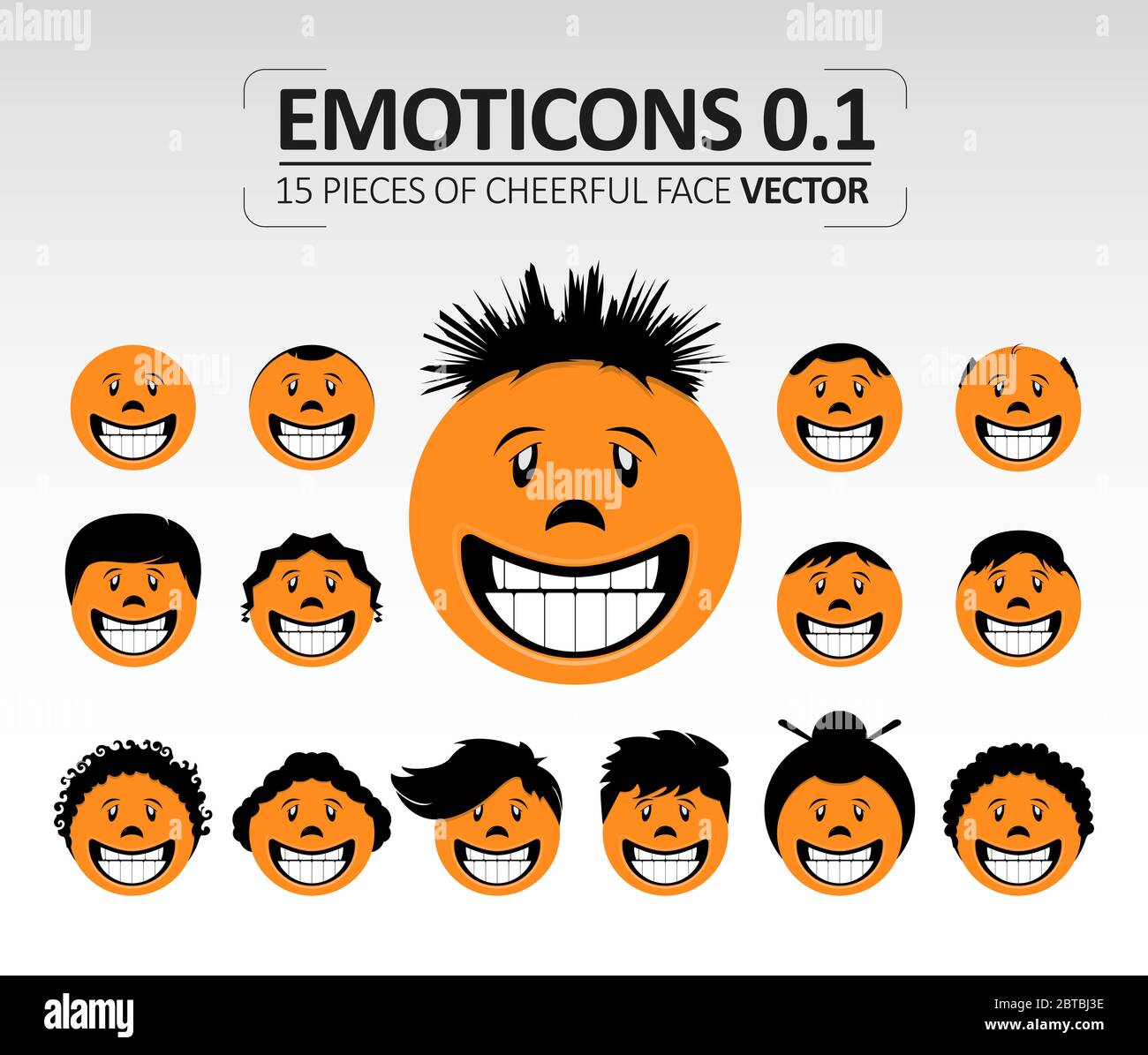 Emoticons 0.1 Fröhliche Gesichtsvektor Stock Vektor