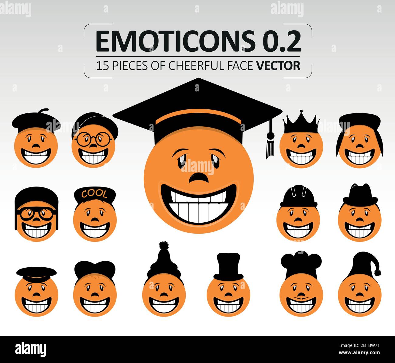 Emoticons 0.2 Fröhliche Gesichtsvektor Stock Vektor