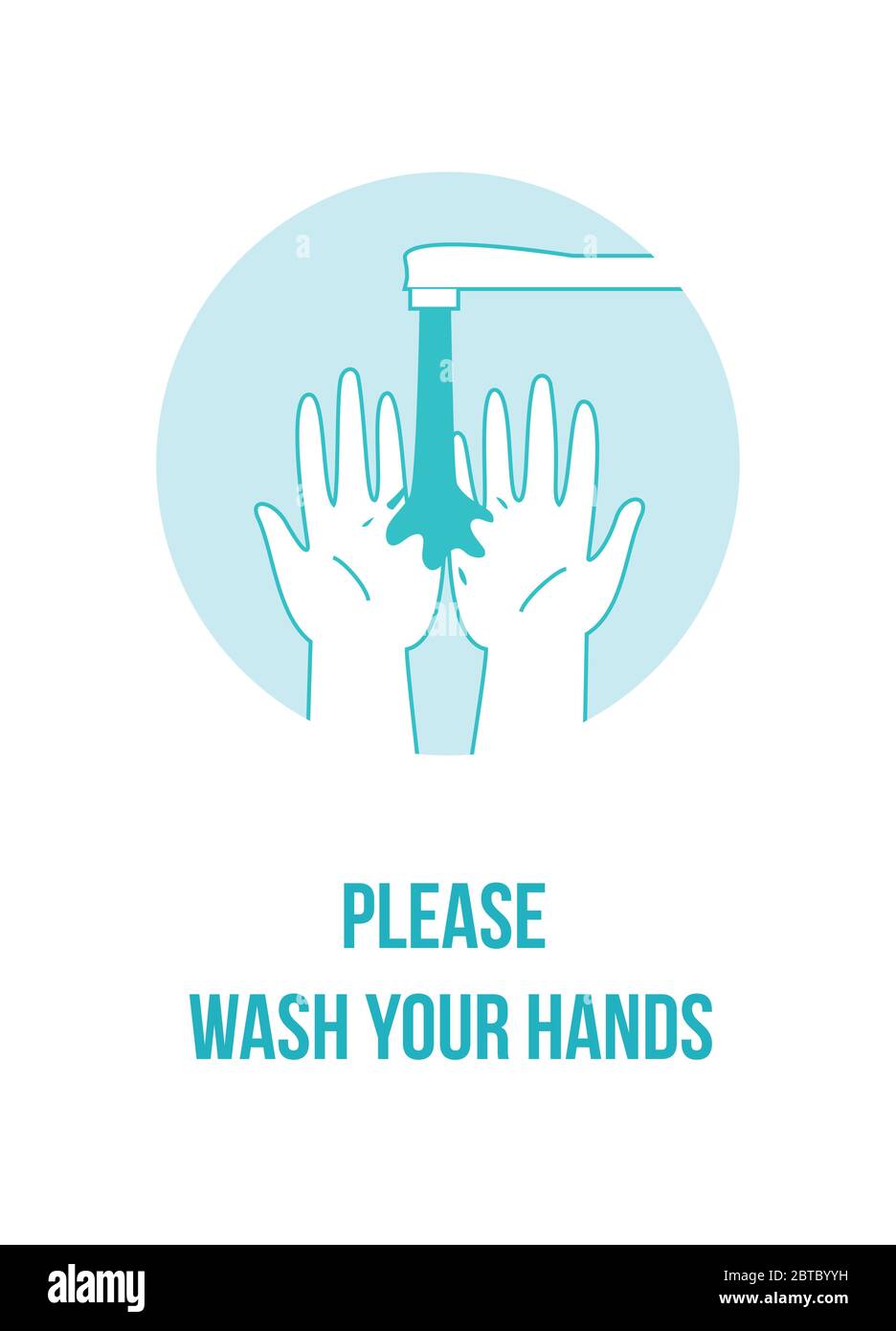 Bitte Waschen Sie Ihre Hände Unterschreiben Hinweis Selbstklebend. Körperpflege, Prävention und Gesundheitsversorgung. Bitte waschen Sie Ihre Hände Zeichen Symbol Banner Vektor Stock Vektor