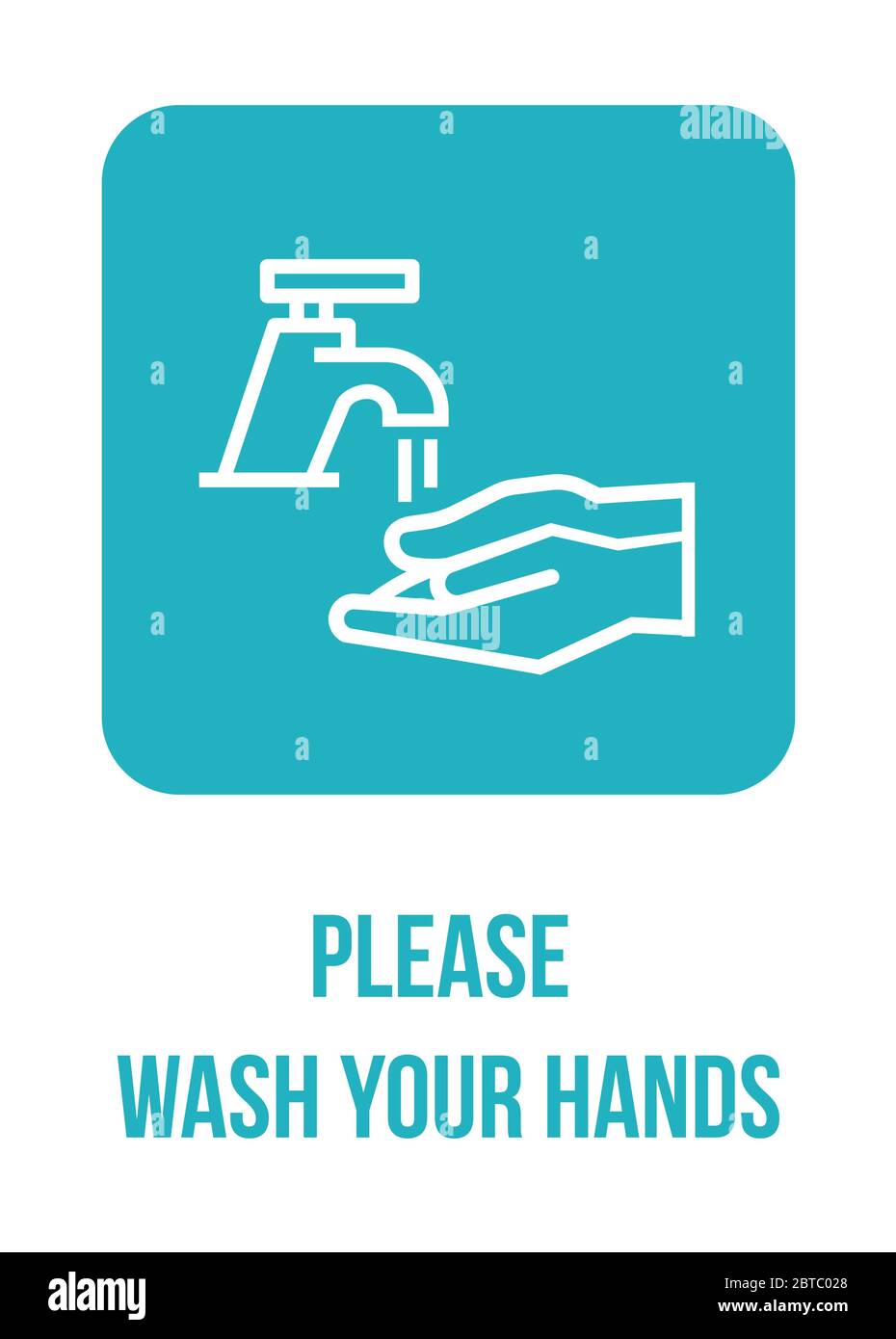 Bitte Waschen Sie Ihre Hände Unterschreiben Hinweis Selbstklebend. Körperpflege, Prävention und Gesundheitsversorgung. Bitte waschen Sie Ihre Hände Zeichen Symbol Banner Vektor Stock Vektor