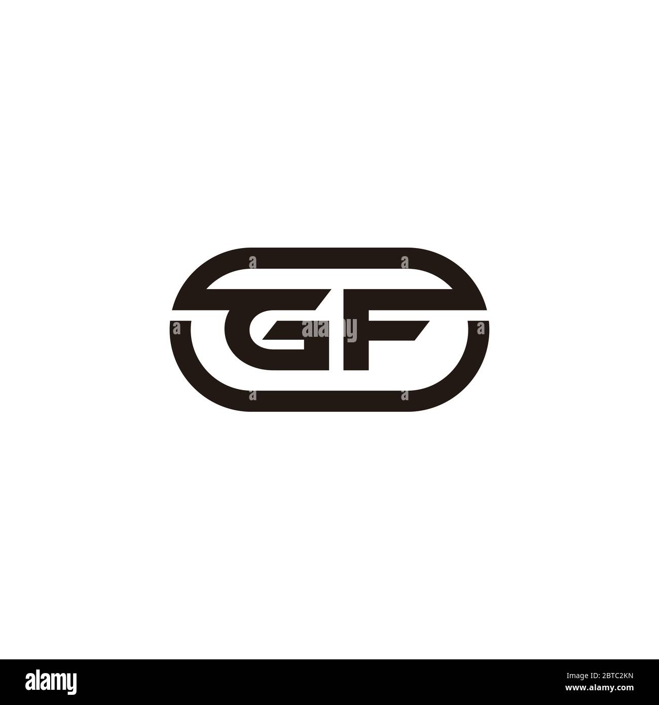 Buchstabe gf Einfache geometrische ovale Form Symbol Logo Vektor Stock Vektor