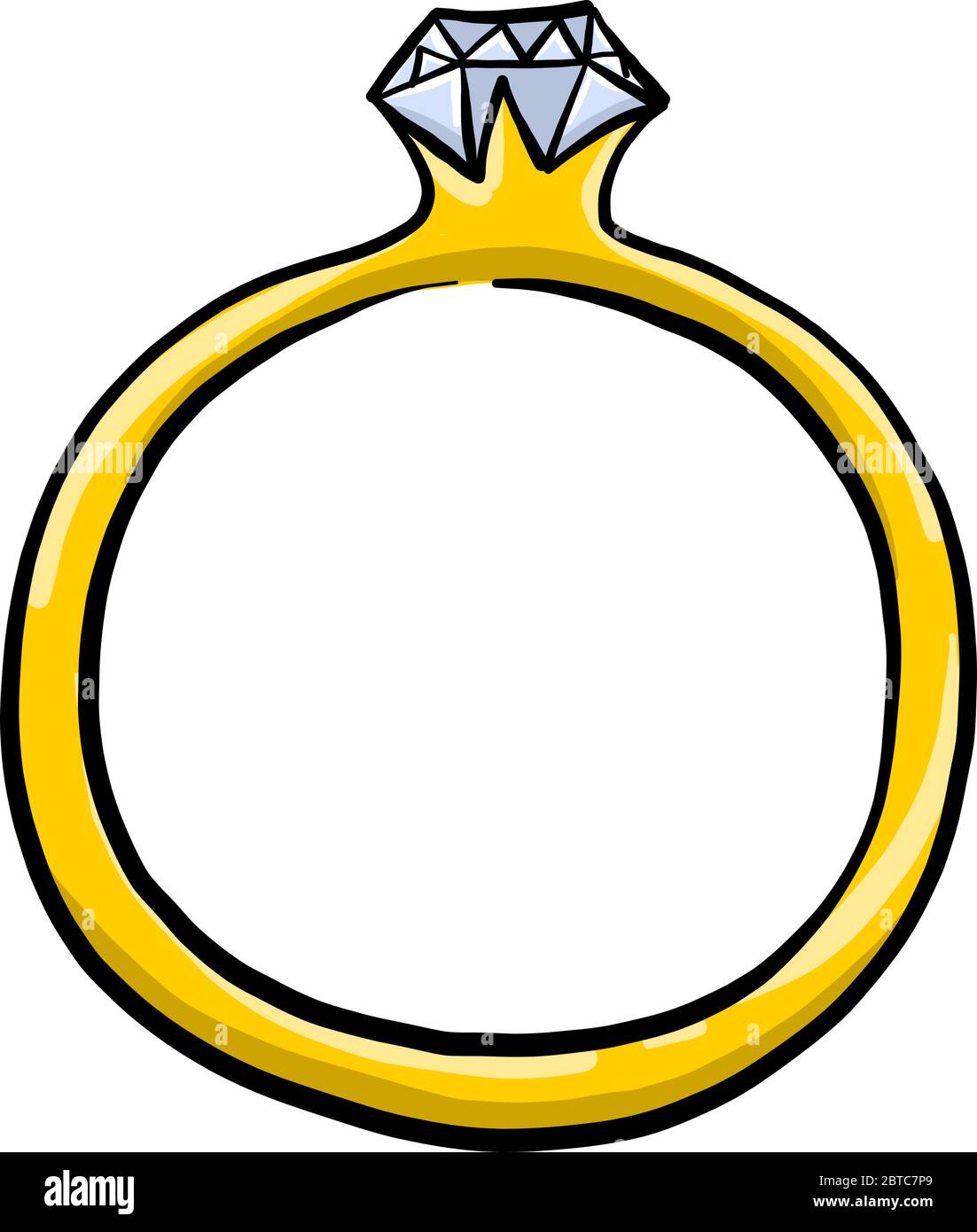 Goldener Ring mit Diamant, Illustration, Vektor auf weißem Hintergrund Stock Vektor