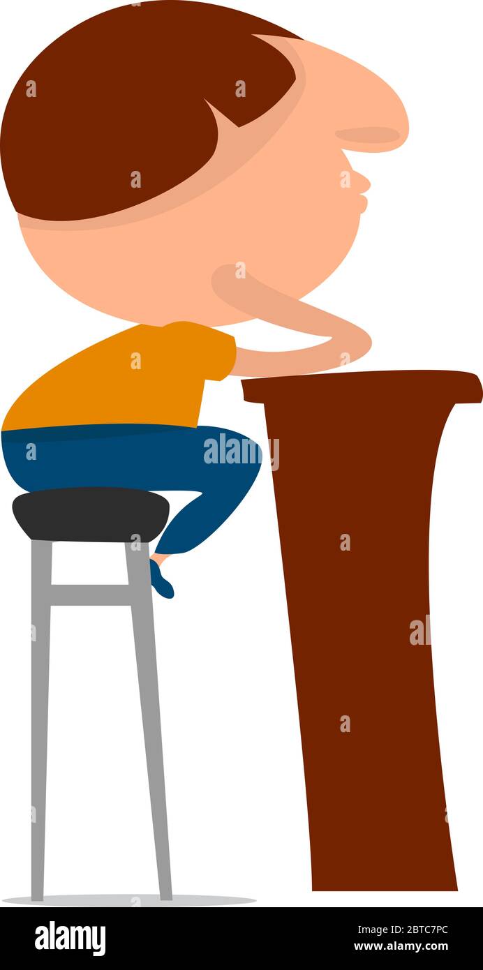 Mann auf Theke , Illustration, Vektor auf weißem Hintergrund Stock Vektor