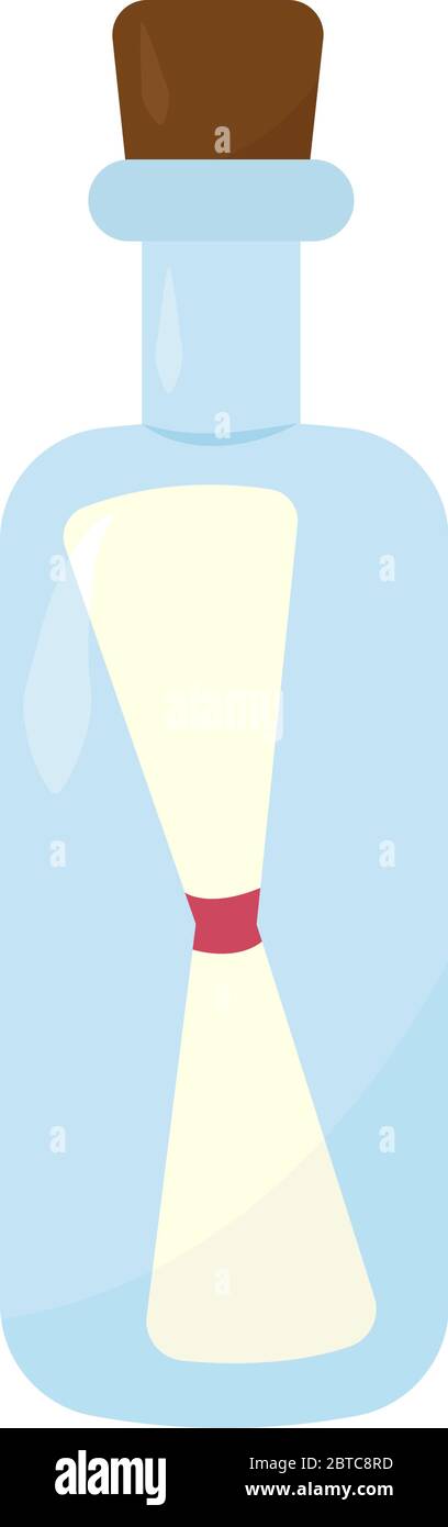 Flasche mit Buchstabe, Illustration, Vektor auf weißem Hintergrund Stock Vektor